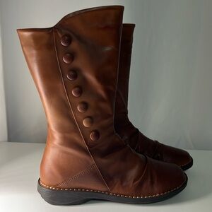 Miz Mooz Leather Ruched Mid Boots Petrillo Brandy Size EU 39 US Size 8.5 - 9